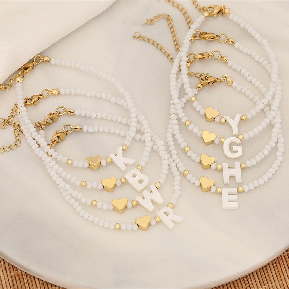 Initial Shell Bead Bracelet